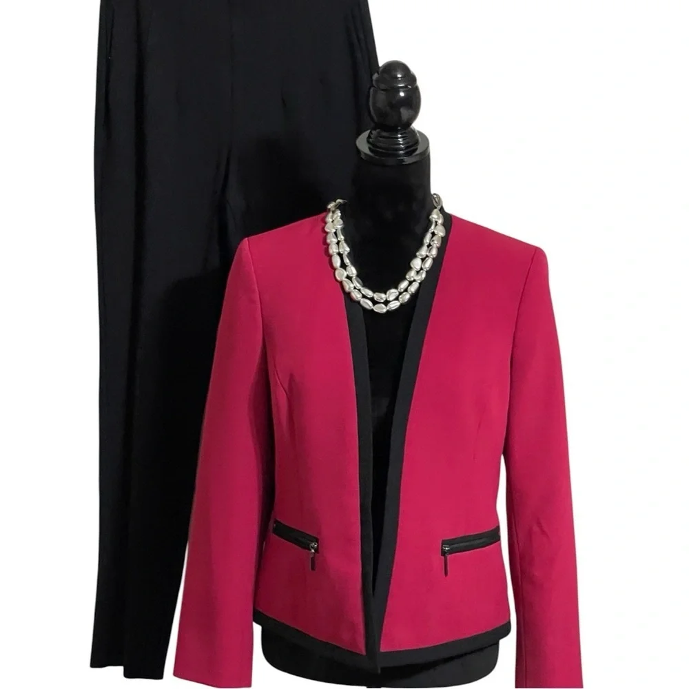 KASPER CLASSIC RED & BLACK BLAZER SZ 8P EUC